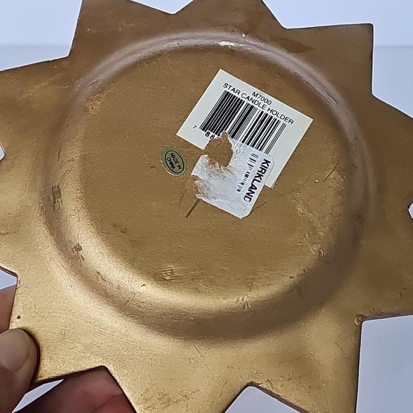 Vintage Gold Star Candle Holder Gilded Santa Christmas Tree St. Nick Plate 1917 - Picture 7 of 7